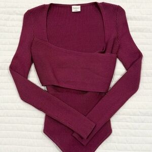 Womens Abercrombie & Fitch Soft A&F Ribbed Long Sleeve Bodysuit Size XSmall